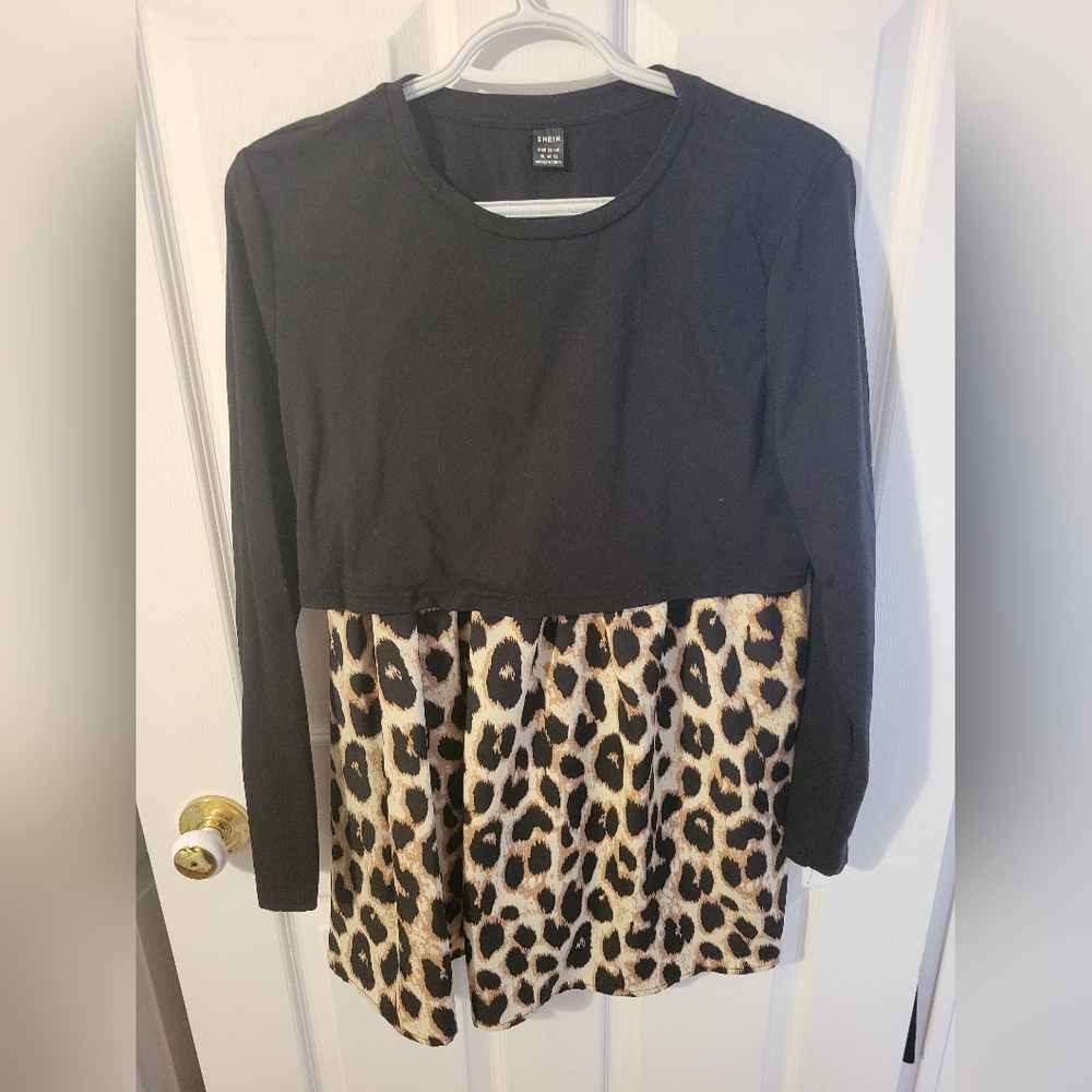SHEIN Maternity Leopard Print 2 In 1 Tee size XL